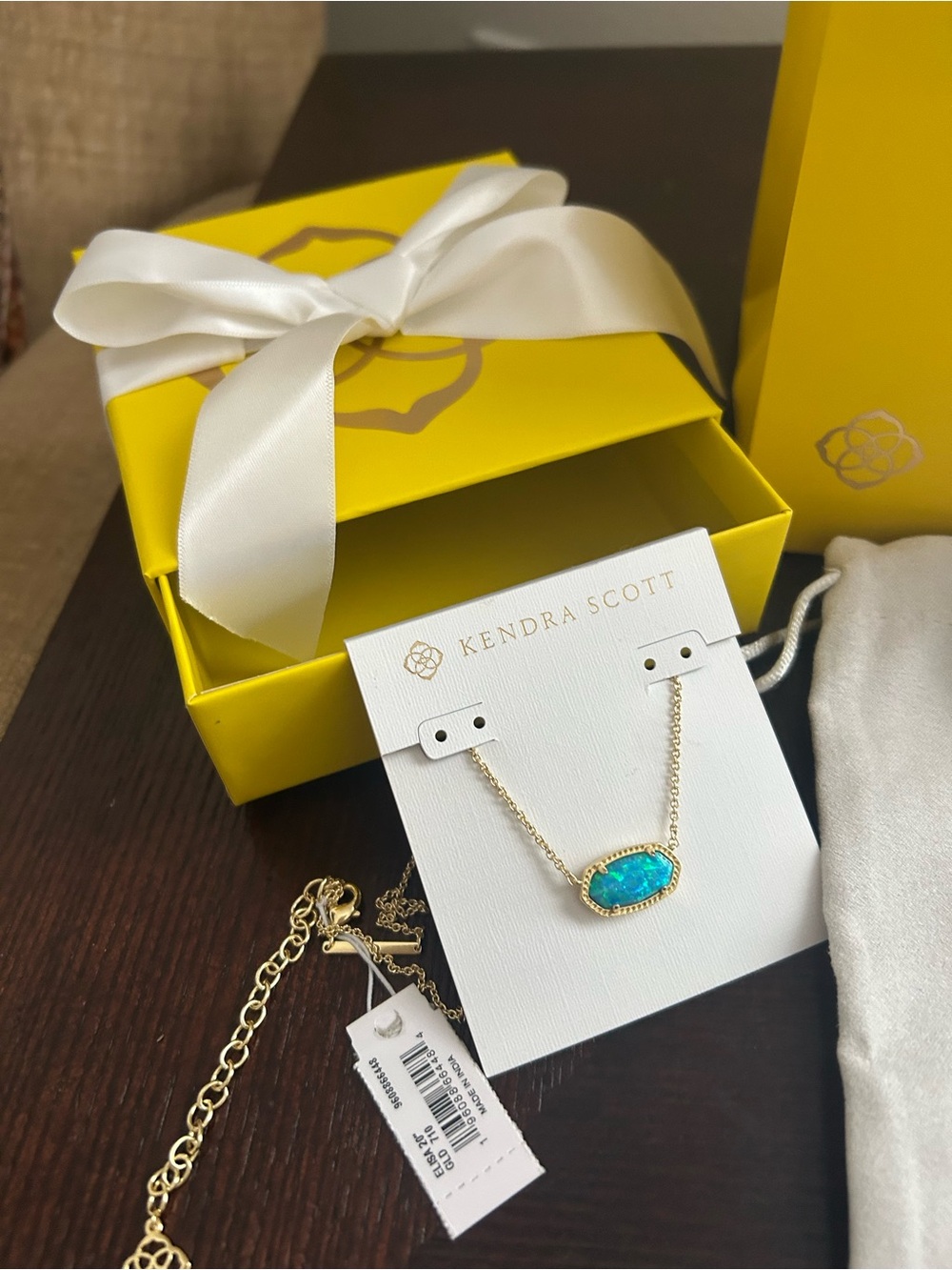 Kendra Scott Gold Necklace with Bright Blue Opal Pendant - Picture 3 of 6